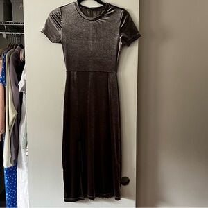 Zara Metallic Silver Midi Dress